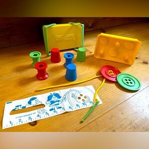 Vintage 1970s ‘The Sewing Basket’ Child’s Guidance Toy with Spools & Buttons